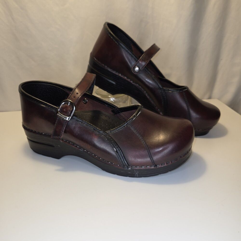 Dansko Marcelle Mary Jane Clogs Reddish Brown / Cordovan Leather Size 41 (10.5)